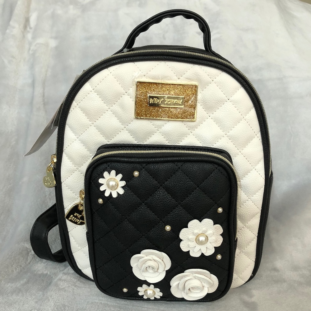 Betsey Johnson Medium Backpack  - Black/Cream